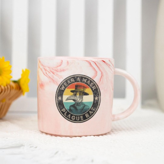 Wear A Mask Plague Doctor Vintage Retro Marble Mugs