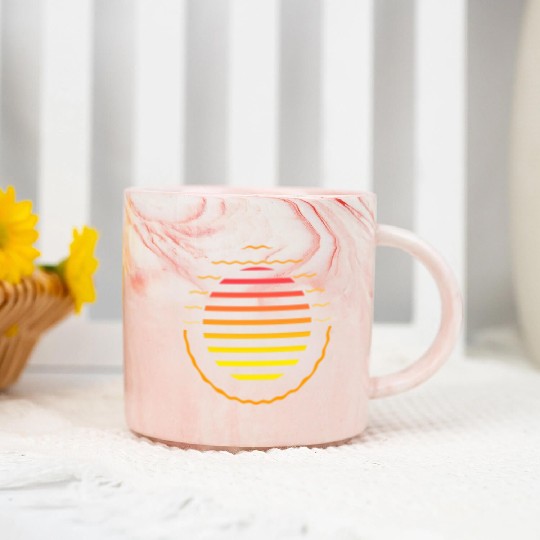 Retro sunset style 80s Marble Mugs