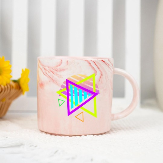Retro sunset style 80s Marble Mugs
