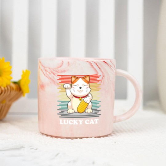 Lucky Cat - Maneki Neko Marble Mugs