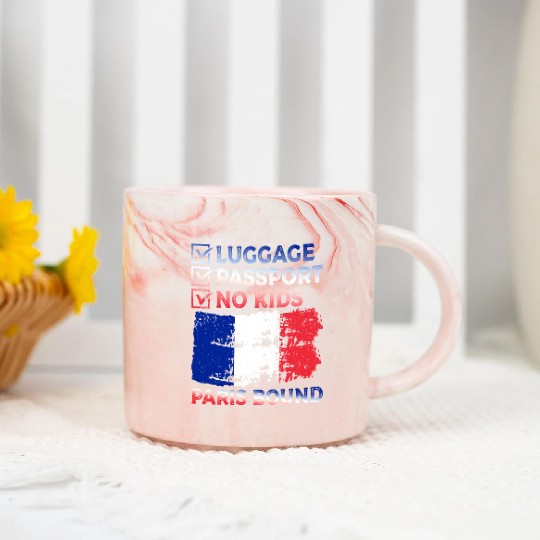 Luggage Passport No Kids France Bound Vacation Marble Mugs