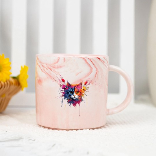 Color Explosion Persian Cat Marble Mugs