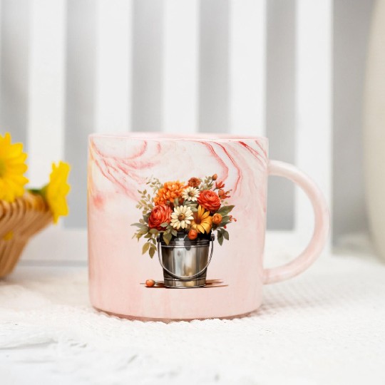 Vintage Wildflower Poster Green Botanical Wall Art Marble Mugs