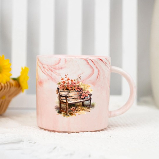 Vintage Wildflower Poster Green Botanical Wall Art Marble Mugs