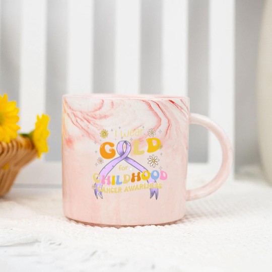 I Wear Gold For Childhood Cancer Awareness Marble Mugs