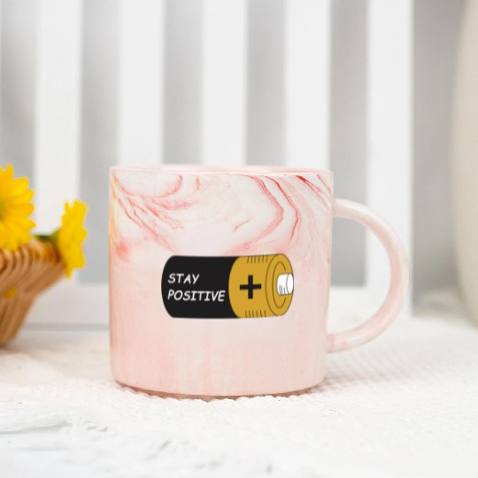 Stay Positive Battery Cell Motivation Sticker Marble Mugs