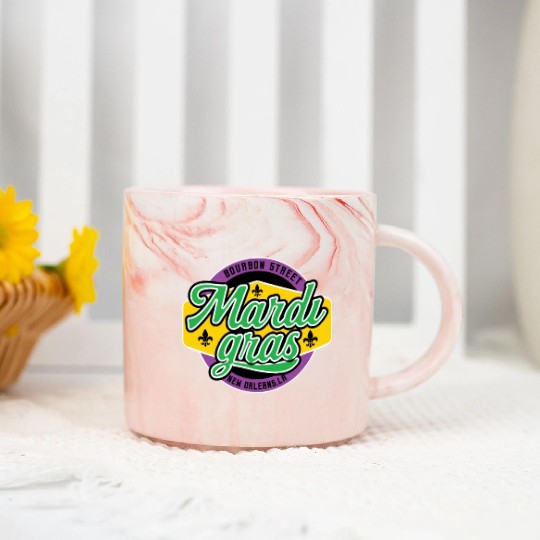 Mardi Gras Bourbon Street Marble Mugs