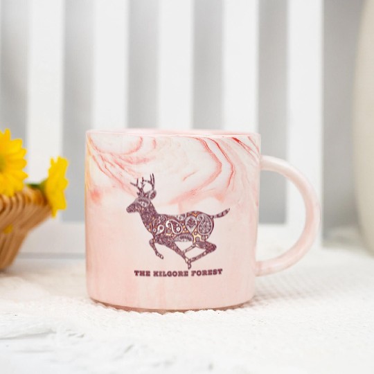 Deer - Maroon Marble Mugs