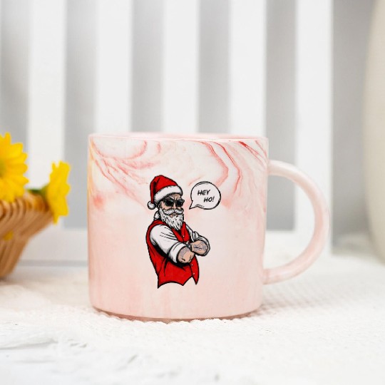 Naughty Santa Hey Ho Christmas Xmas Holiday Marble Mugs