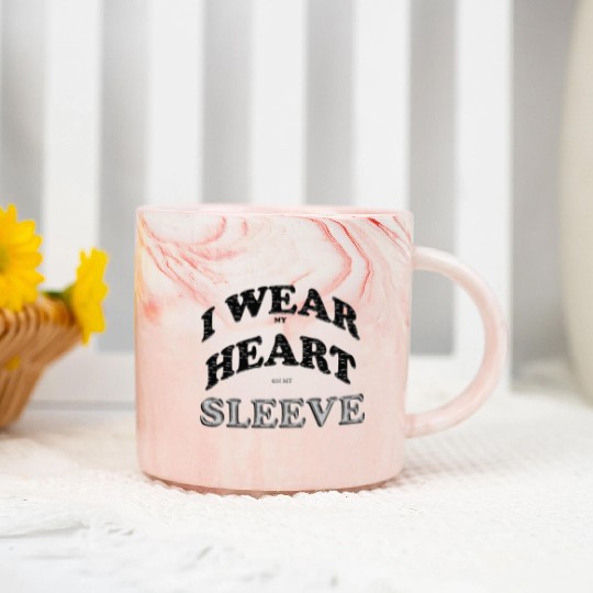 I wear my heart on my sleeve cute design gift Marble Mugs