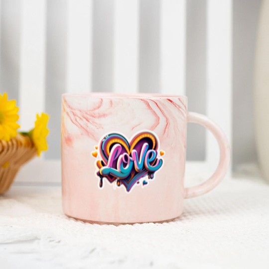 love heart colorful Marble Mugs