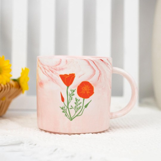 California Poppies on Clear Background Marble Mugs