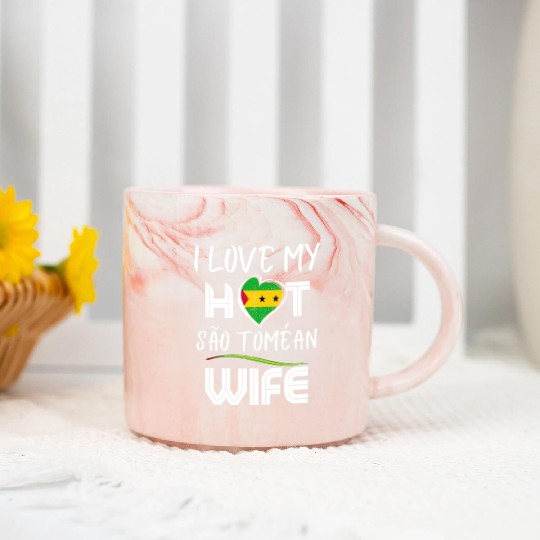 Funny I Love My Hot São Toméan Wife Husband Marble Mugs