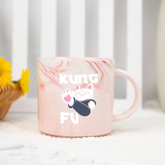 Kung Fu Cat Cat Mom Marble Mugs