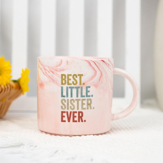 Womens Best Little Sister Ever Marble Mugs Funny Little