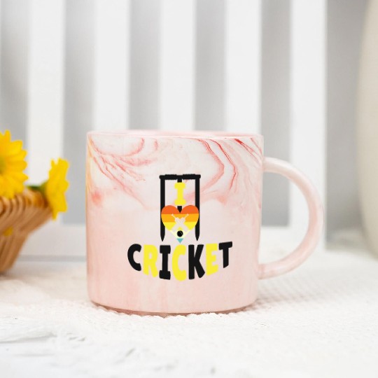 I Love Cricket Marble Mugs
