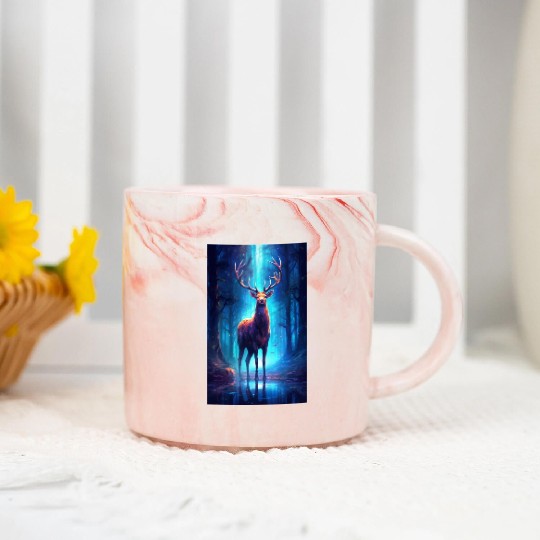 Deer In The Forest Mysterious Marble Mugs