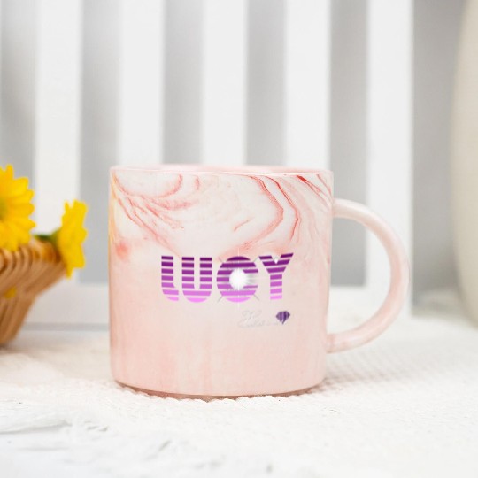 Lucy pink and violet - Latin's etymology - Light Marble Mugs