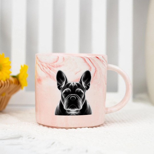 Frenchie Neon Art Marble Mugs