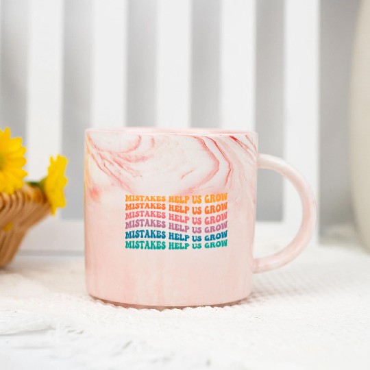 Groovy Mistakes Help Us Grow - Back To School Marble Mugs