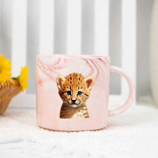 Baby cheetah portrait Marble Mugs