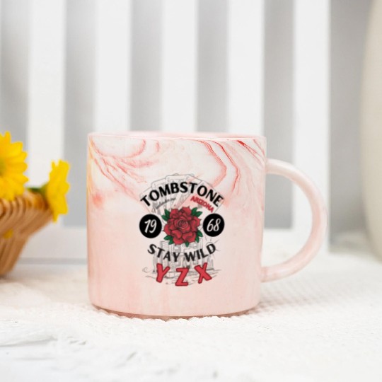 Tombstone Arizonna red rose Marble Mugs