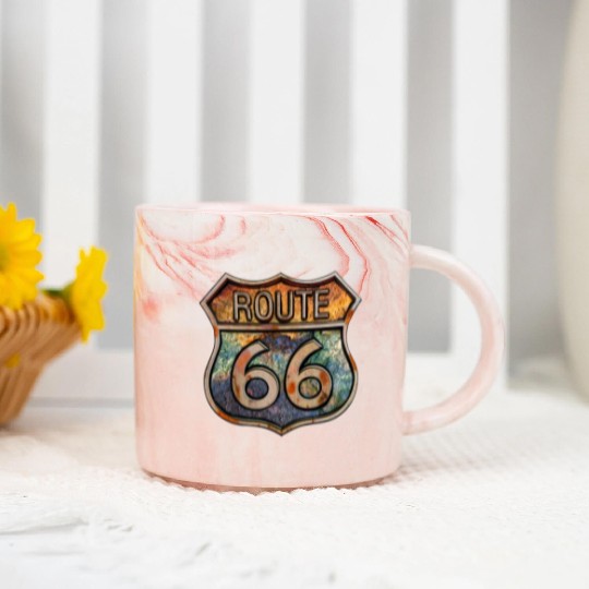 Route 66 vintage sign - Dingy metal sign 2 Marble Mugs