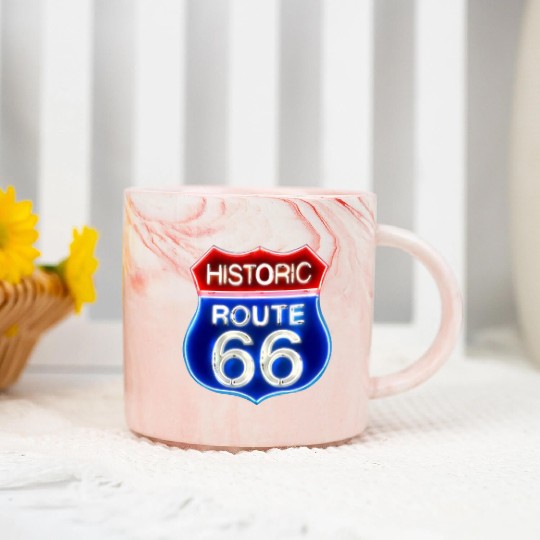 Route 66 neon sign Marble Mugs
