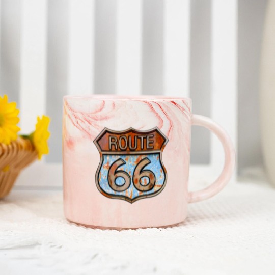 Route 66 vintage sign - Rusty metal sign 3 Marble Mugs