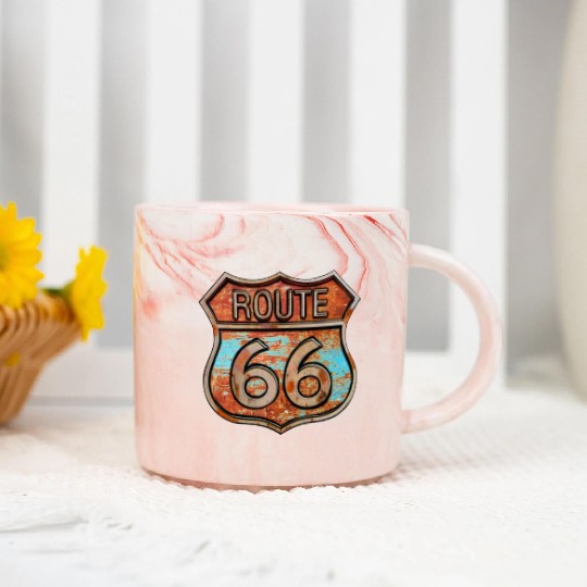 Route 66 vintage sign - Rusty metal sign Marble Mugs