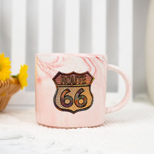 Route 66 vintage sign - Rusty metal 2 Marble Mugs