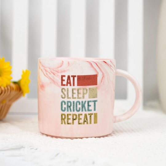 Retro Eat Sleep Cricket Repeat Funny Cricket Marble Mugs