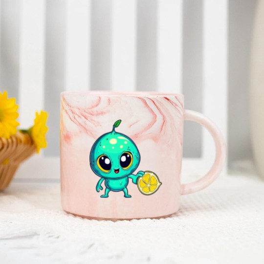 Alien Fruit Magic: Sweet Lemon from Outer Space Marble Mugs