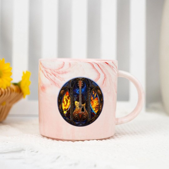 Stained Glass Design - Guitar in Stained Glass Pa Marble Mugs