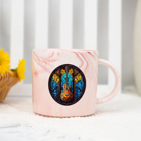 Guitar Stained Glass Art - Men Women Guitar Marble Mugs