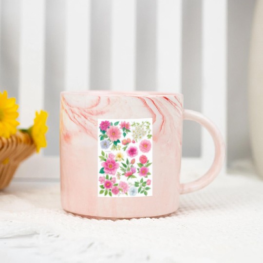 Lavender and Lilac Spring Flowers Marble Mugs