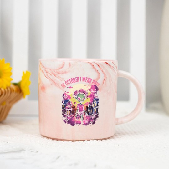 Breast Cancer Awareness - In October I Wear Pink Marble Mugs