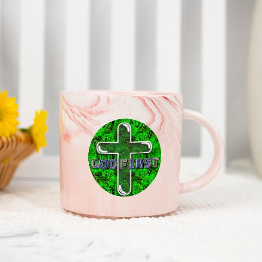 God First [2] Green Marble Mugs