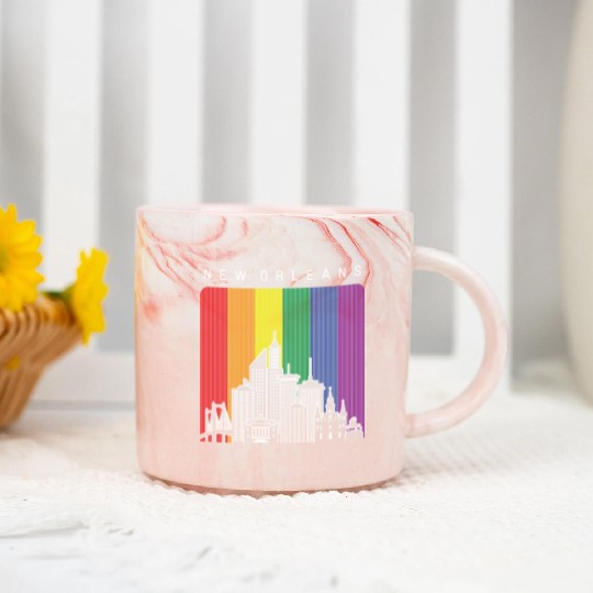 New Orleans Louisiana Rainbow Flag LGBT Pride Marble Mugs