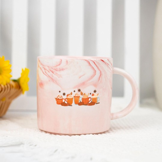 Tis The Season Pumpkin Spice Fall Autumn Season Marble Mugs