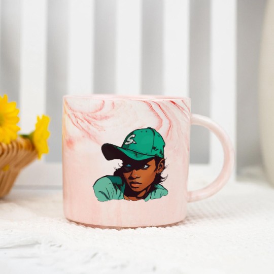 Light Skin Girl in Baseball Hat Marble Mugs