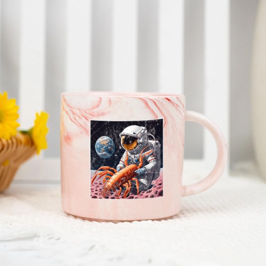 Astronaut in space with shrimp Marble Mugs