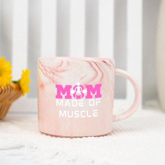 Mom Made Of Muscle Funny Gym Mom Marble Mugs