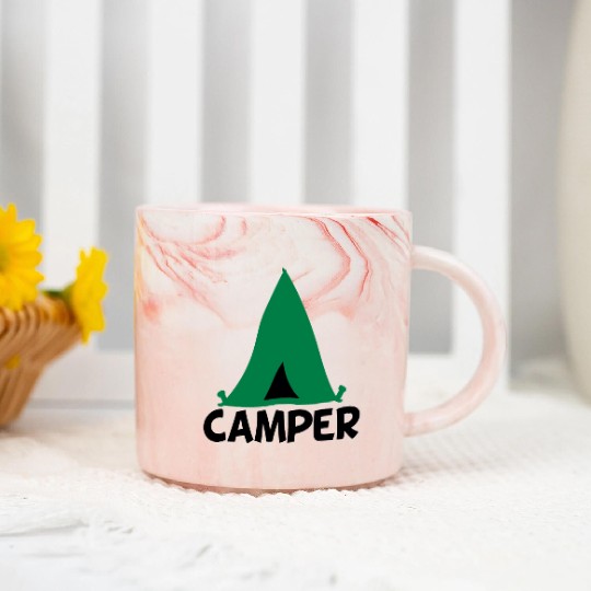 Camper tent green Marble Mugs