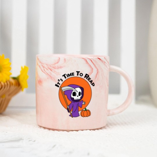 It's Time To Reap Halloween Spooky Grim Reaper Marble Mugs