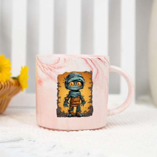 Halloween Spooky Cartoon Mummy Marble Mugs