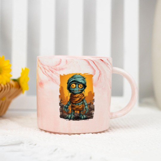 Halloween Spooky Cartoon Mummy Marble Mugs