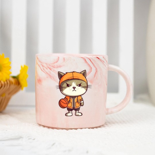 Basketball cat Marble Mugs