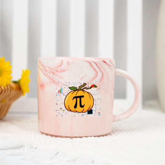 Pumpkin Pi Mathematics Halloween Thanksgiving Fall Marble Mugs