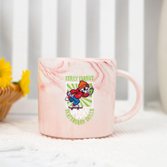 Spooky Horror Skateboarder Halloween Skateboarding Marble Mugs